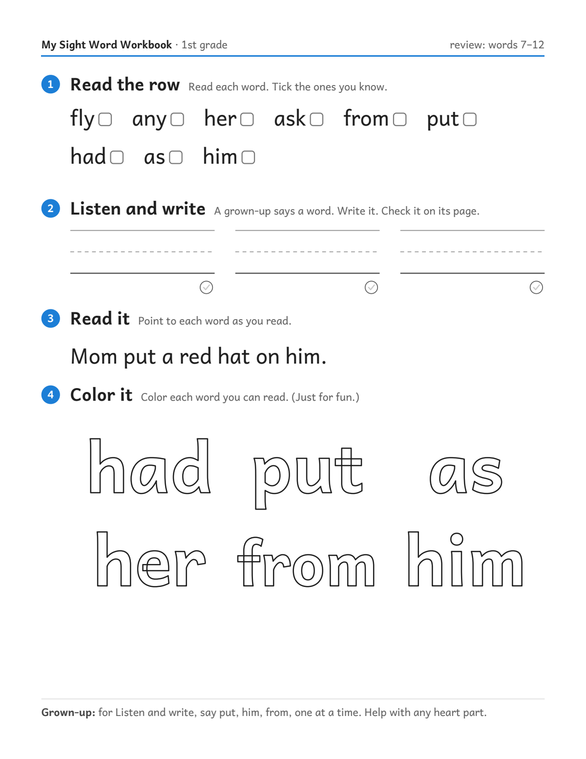 Sw Workbook Grade1: sample page 20 of 56