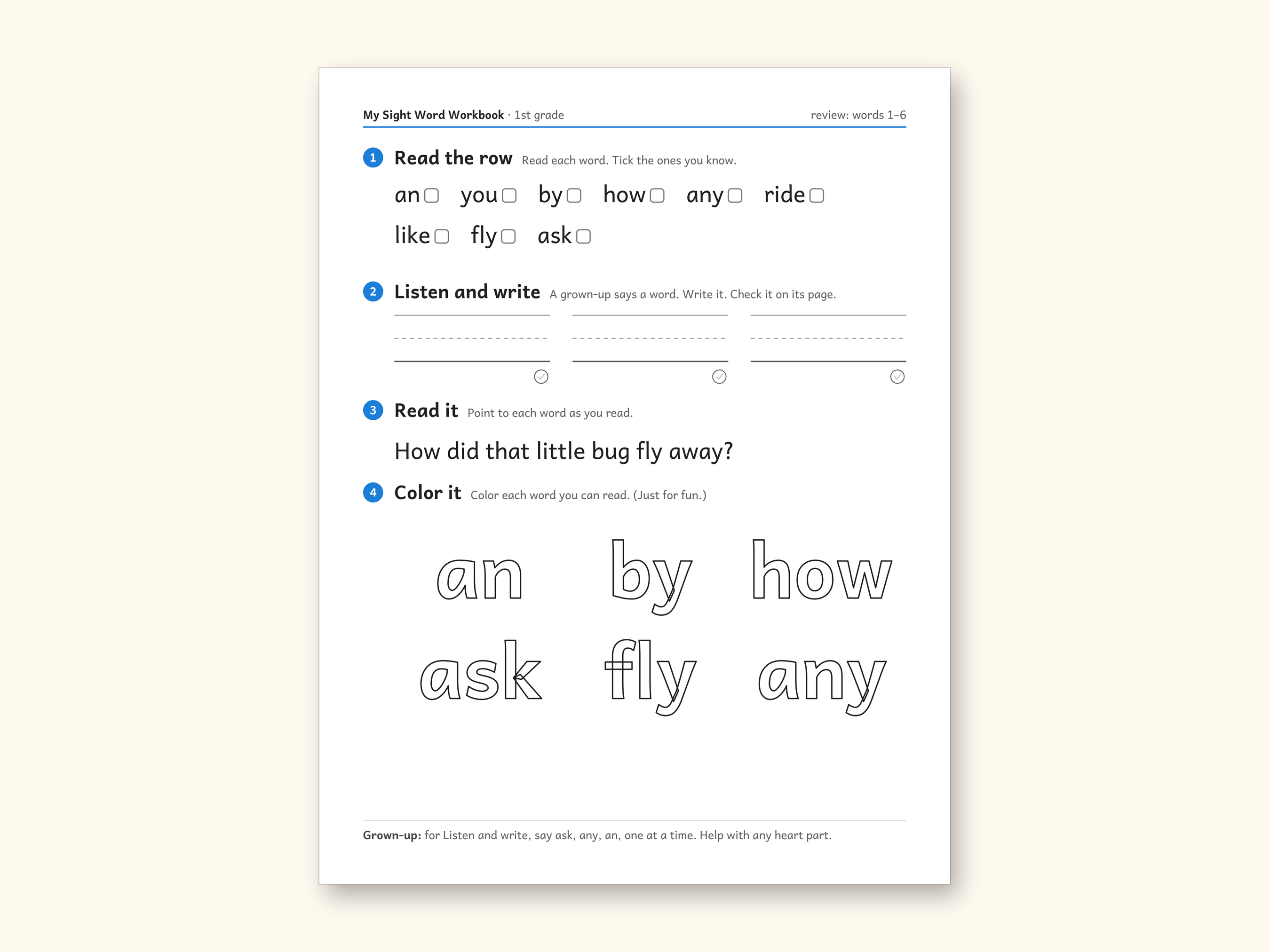 Sight Word Worksheets | 1st Grade Dolch Workbook for Ages 6-7 (Digital PDF): sample page 13 of 56
