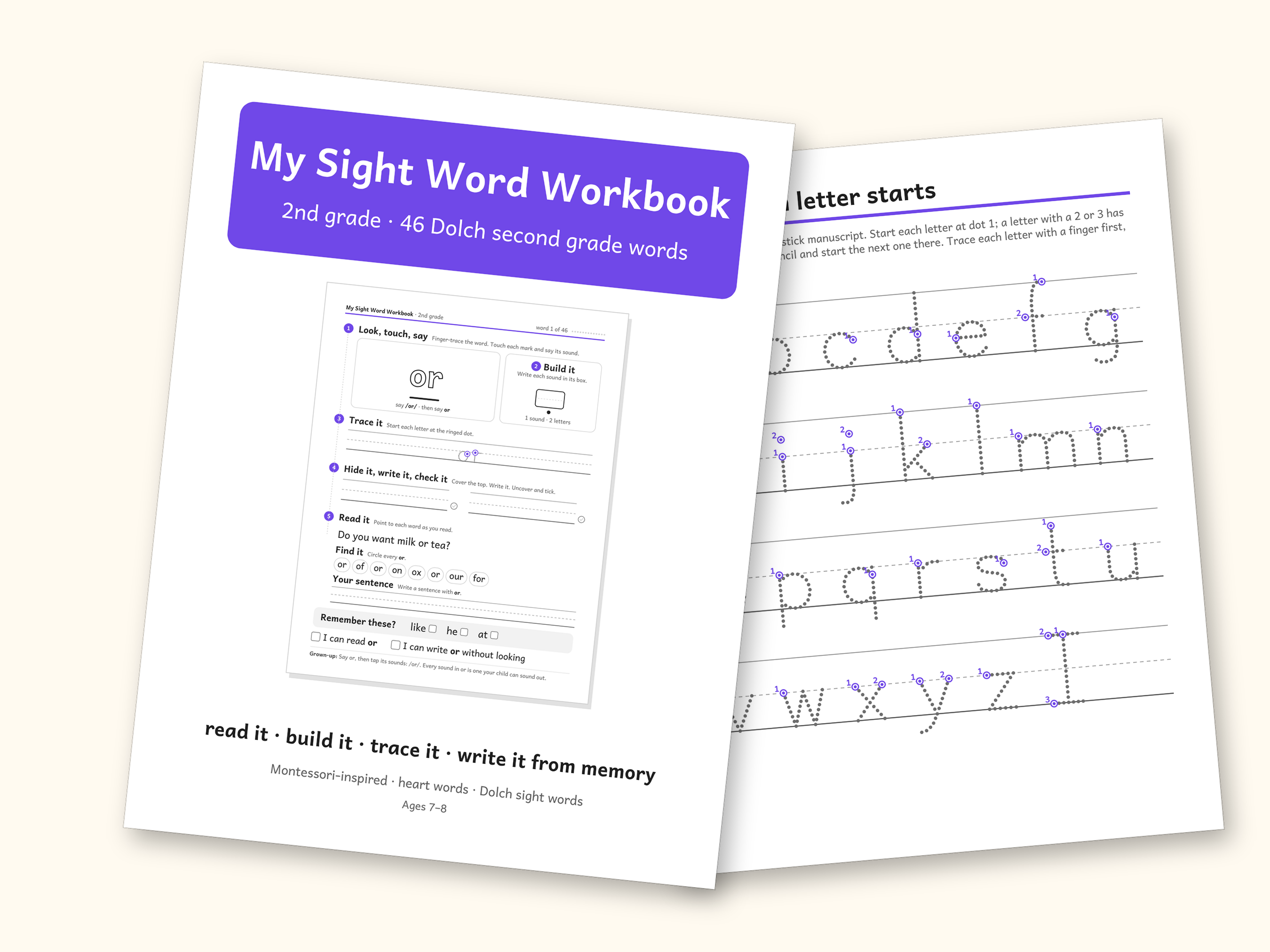 Sight Word Worksheets | 2nd Grade Dolch Workbook for Ages 7-8 (Digital PDF): cover and an inside page
