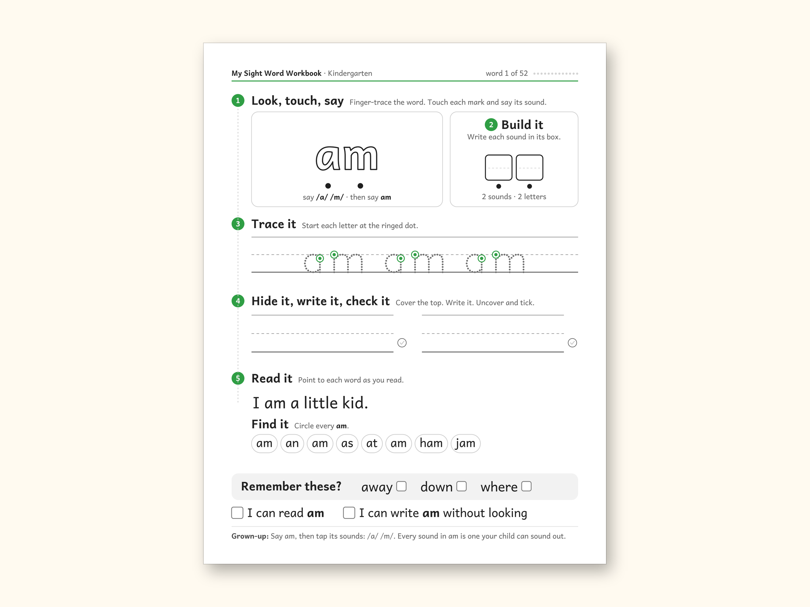 Sight Word Worksheets | Kindergarten Dolch Workbook for Ages 5-6 (Digital PDF): sample page 7 of 69