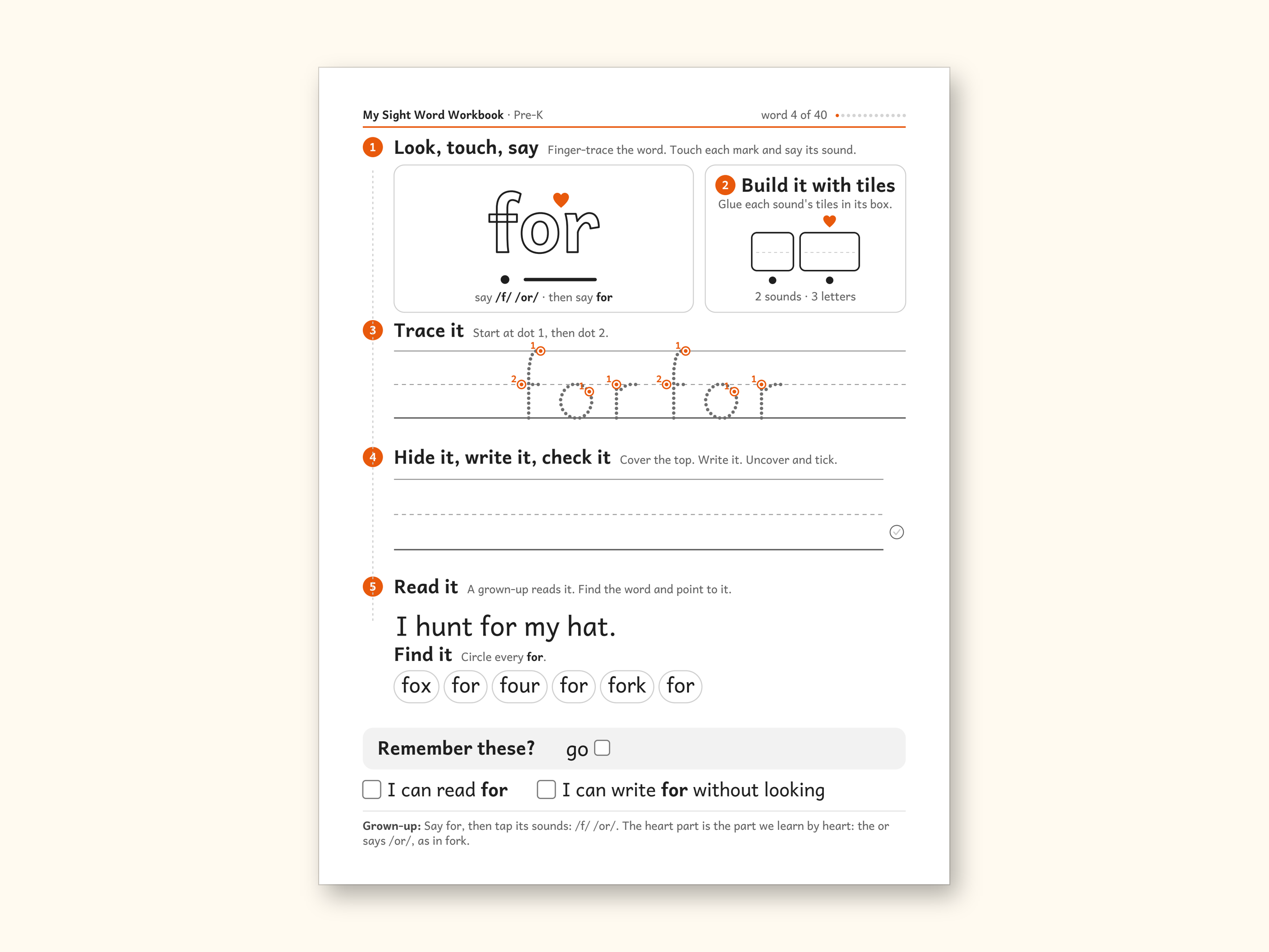 Sight Word Worksheets | Pre-K Dolch Workbook for Ages 4-5 (Digital PDF): sample page 10 of 58