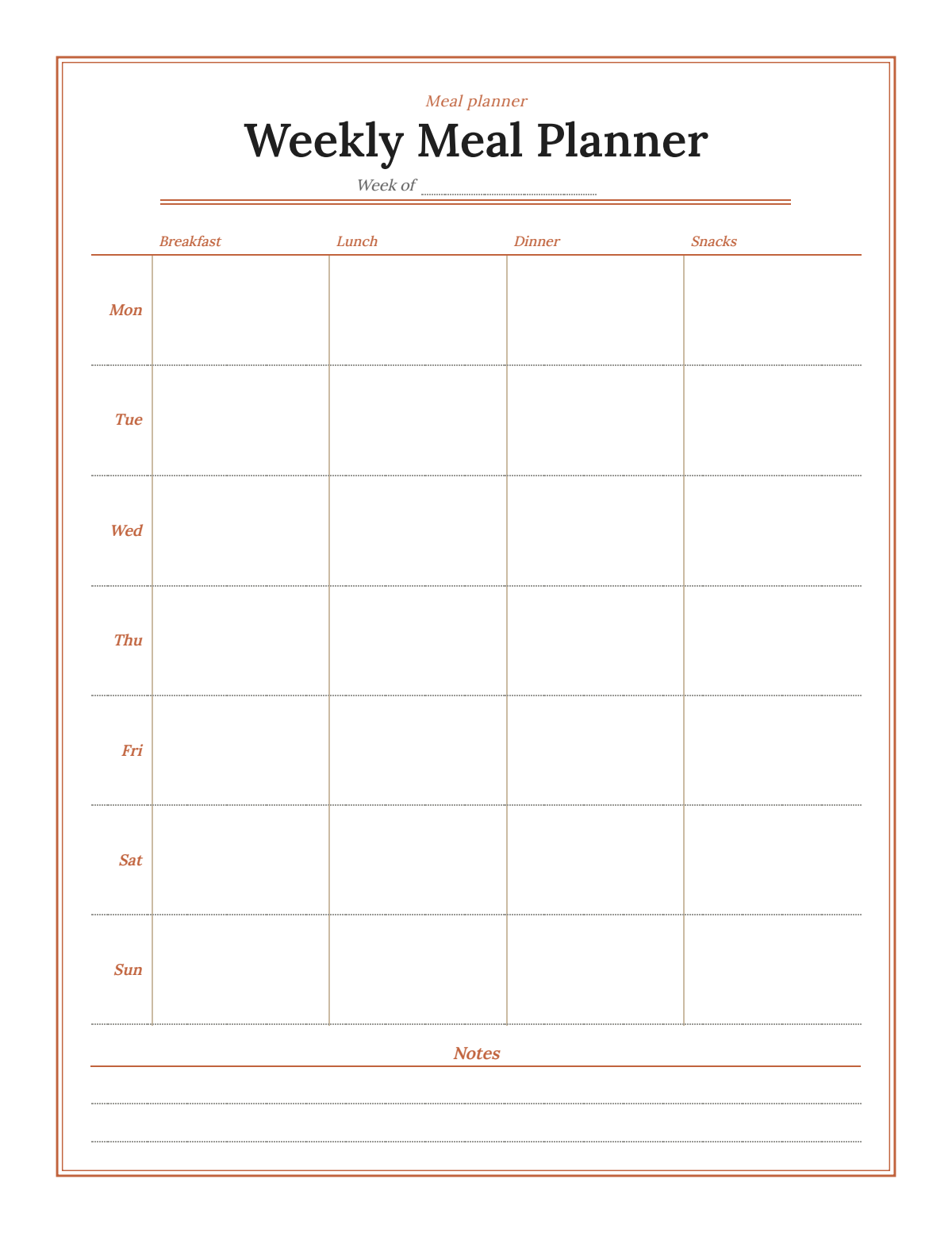 Weekly Meal Planner: sample page 7 of 20