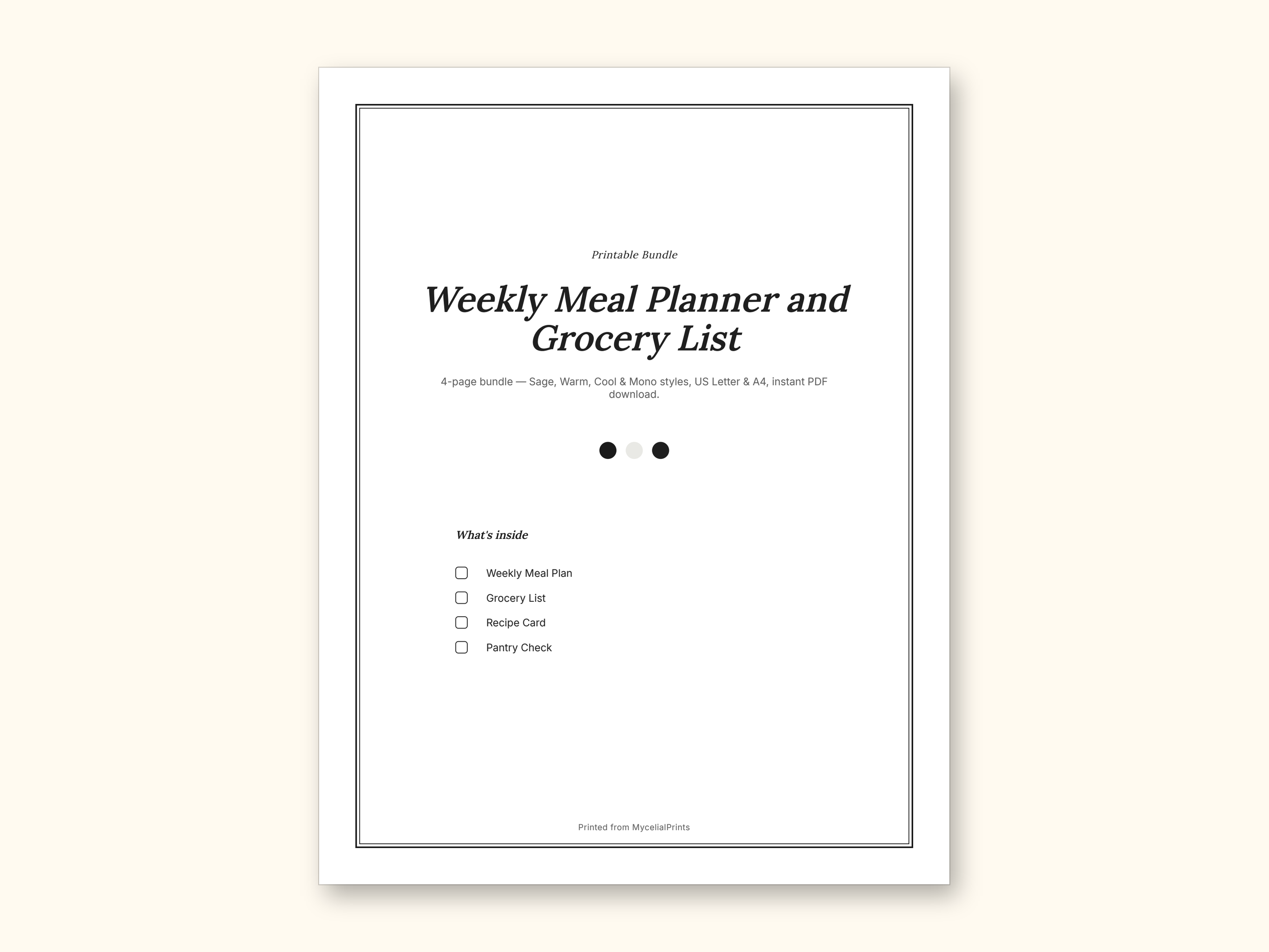Meal Planner | Grocery List for Home Cooks (PDF + Excel): sample page 16 of 20